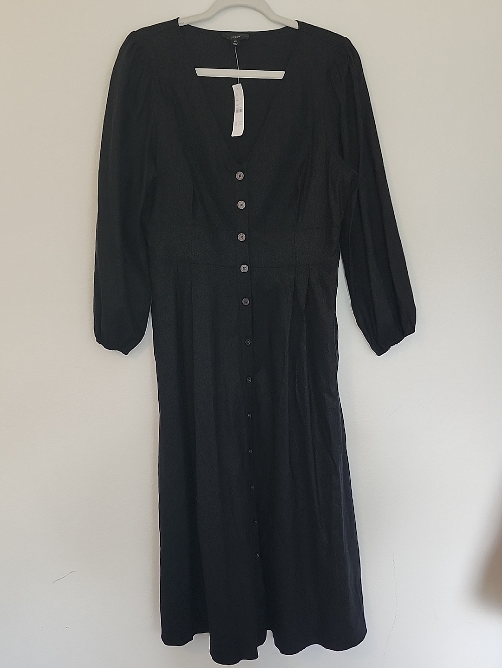 J. Crew Black Button-Front Midi Dress